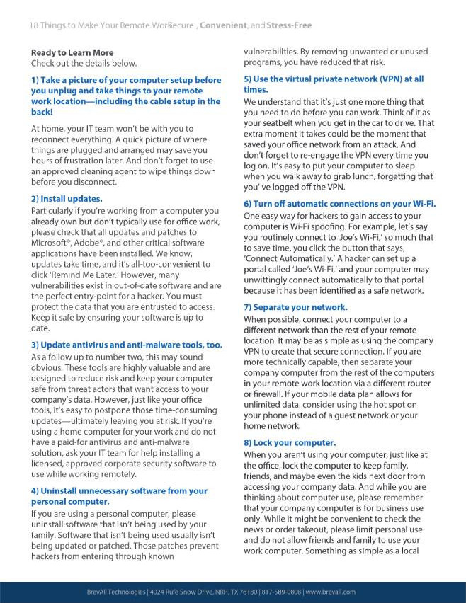 Checklist for remote working