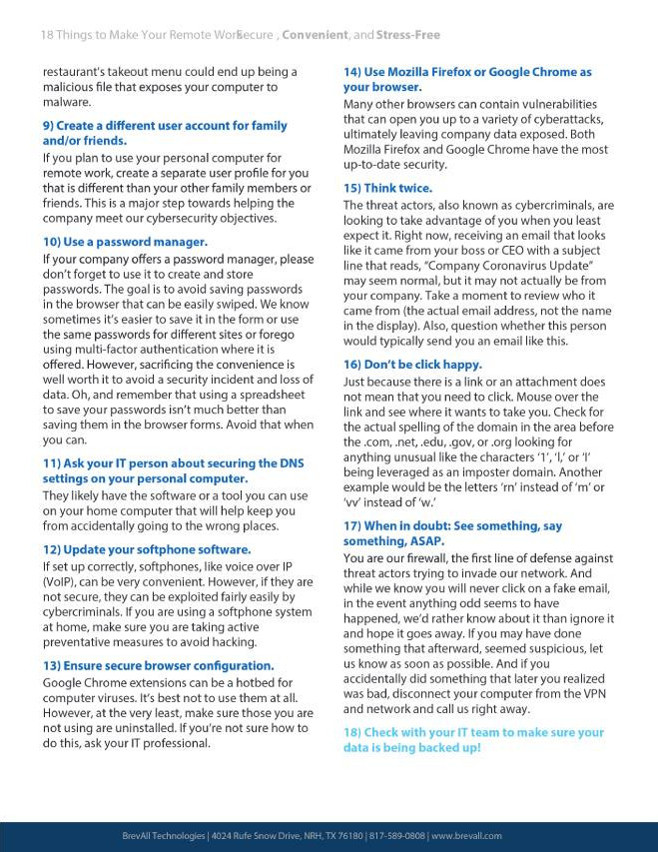 Checklist for remote working