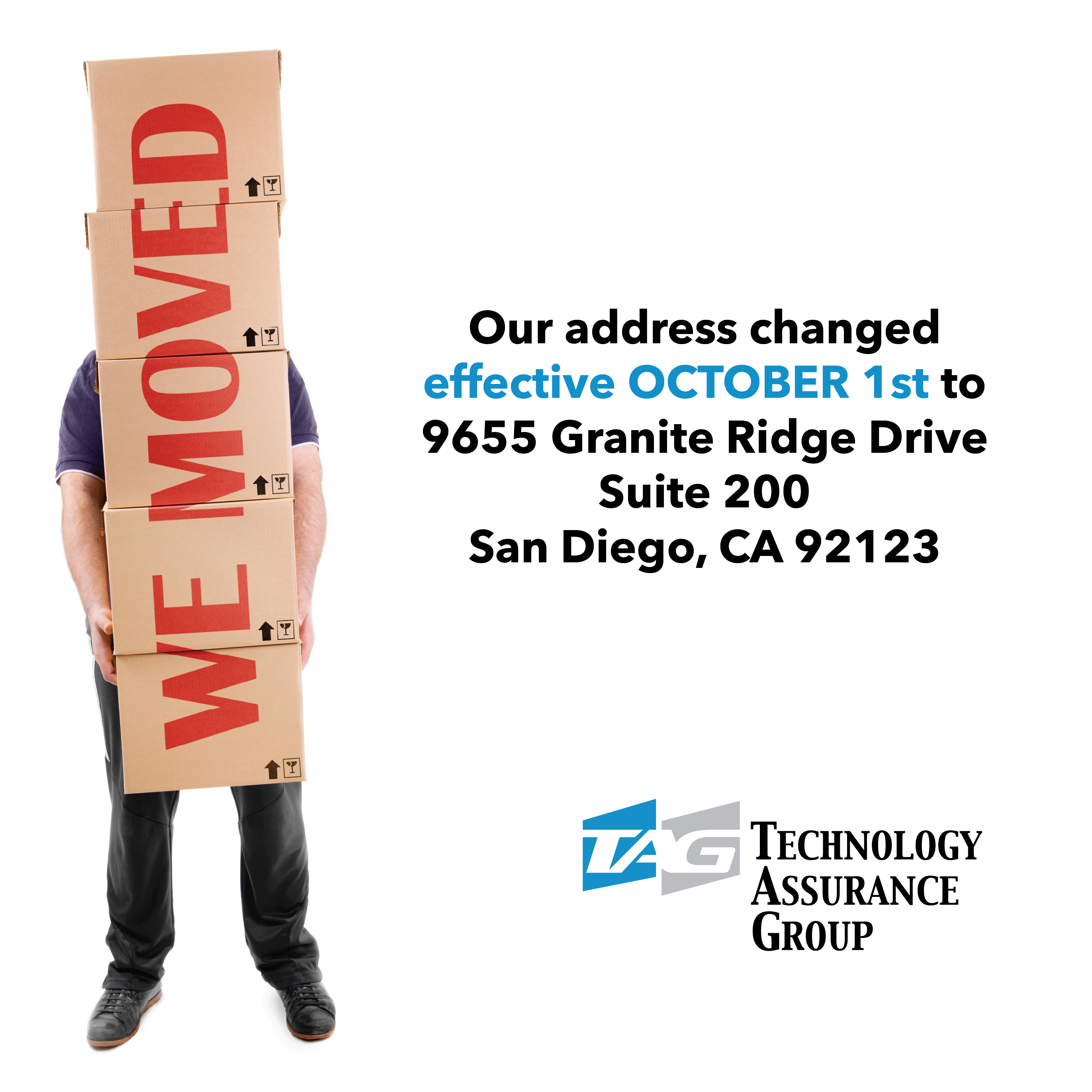 Our address changed effective OCTOBER 1st to 9655 Granite Ridge Drive, Suite 200, San Diego, CA 92123