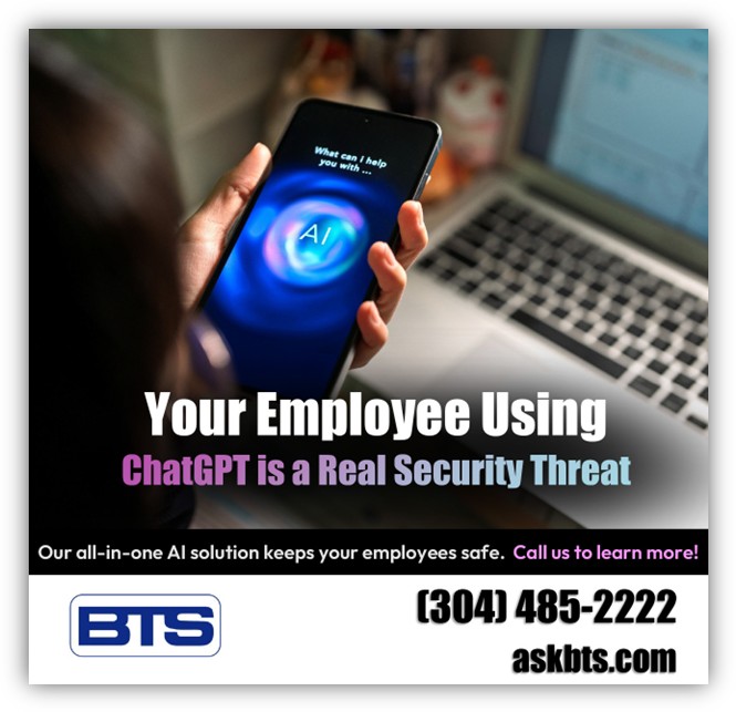 Employee using ChatGPT on smartphone, highlighting security threat to confidential business data and company information