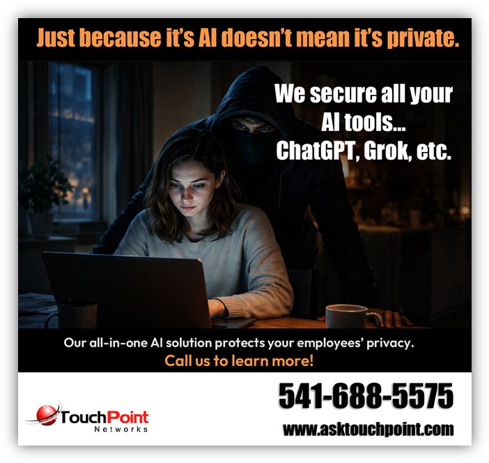 Woman working late with AI tools, illustrating privacy risks when employees use ChatGPT and Grok without protection