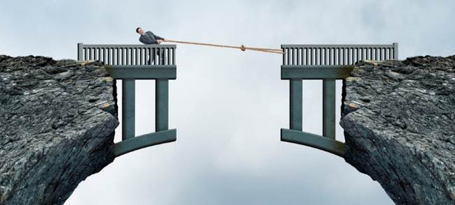 Man connecting bridges
