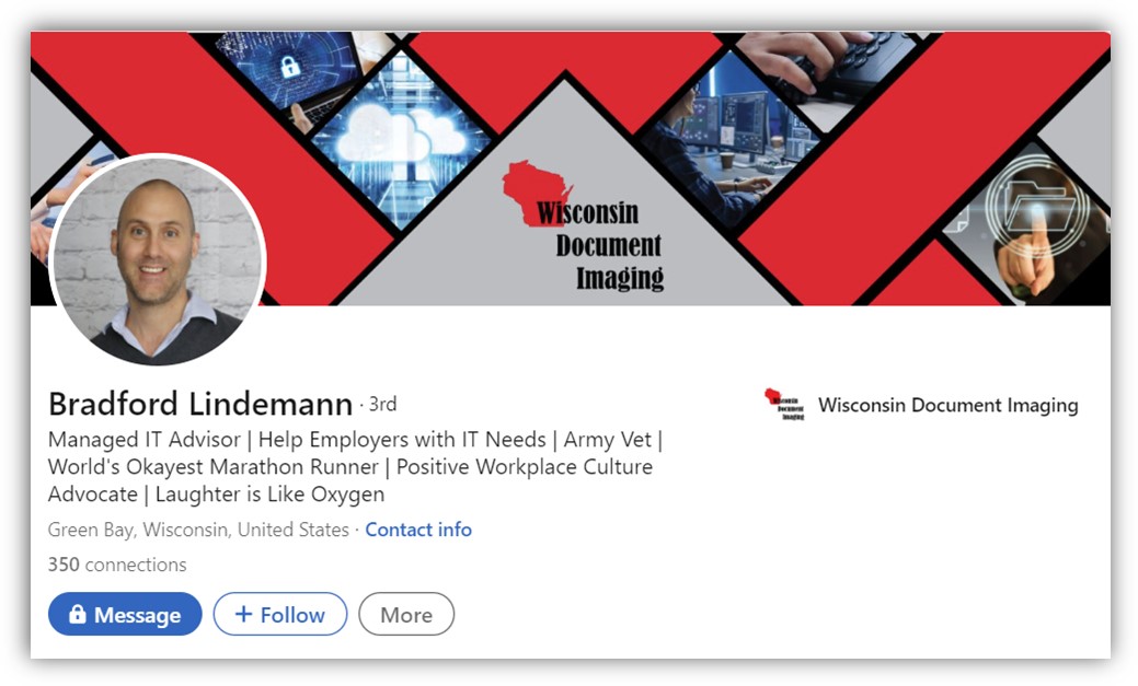 A linkedin background of Bradford
