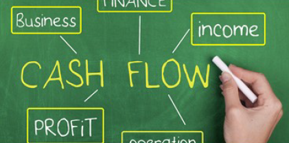 Cash flow writing on a chalkboard. Business, finance, income and profit.
