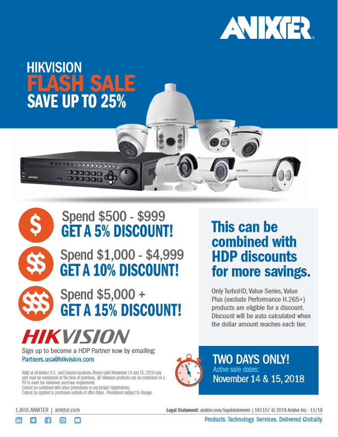 Anixter Hikvision Flash Sale - Save up to 