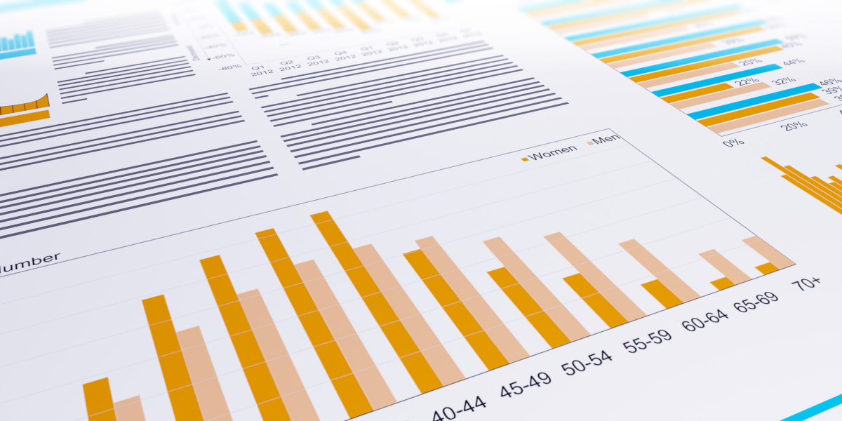 Reports on paper showing age analytics