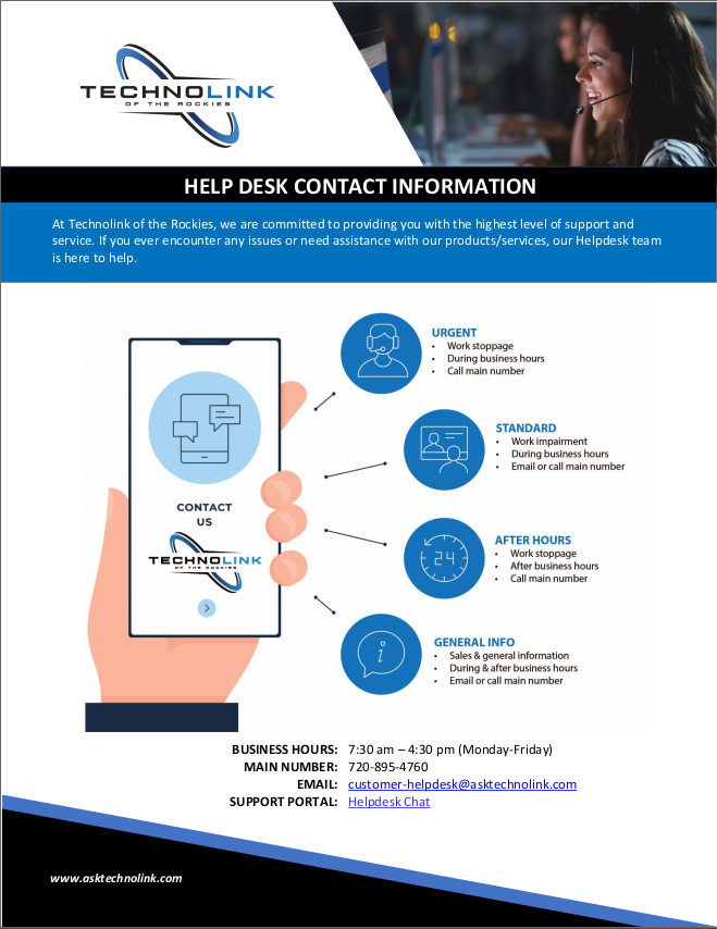 Help Desk Contact Information Technolink