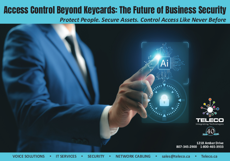 Teleco print Ad: Access Control Beyond Keycards: The Future of Business Security Protect People. Secure Assets. Control Access Like Never Before
