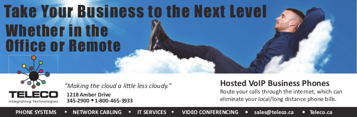 Teleco print Ad: Take Your Business to the Next Level Whether in the Office or Remote. Hosted VoIP Business Phones Route your calls through the internet, which can eliminate your local/long distance phone bills.